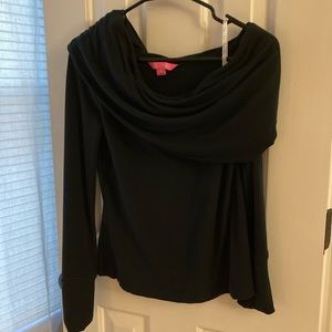 Lilly Pulitzer one-shoulder black top (XS)